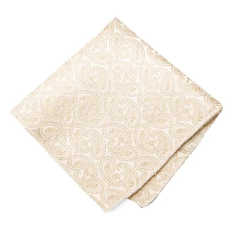 Wheat Brown Darlene Paisley Pocket Square sold by TieMart