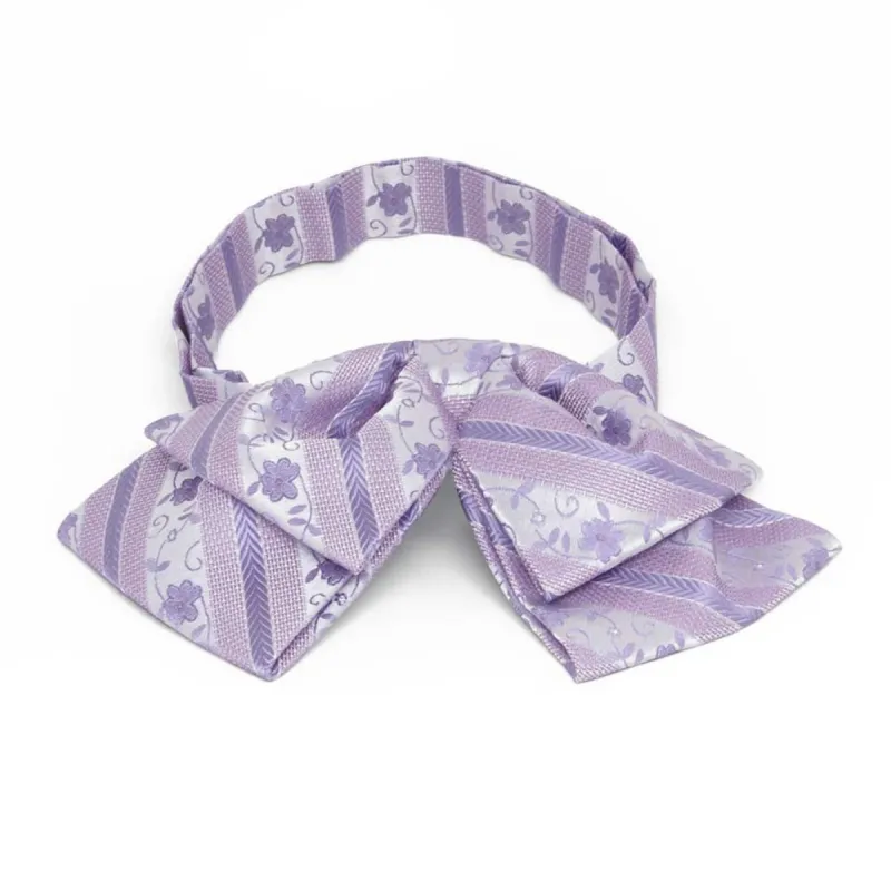 Freesia Anna Floral Striped Floppy Bow Tie sold by TieMart