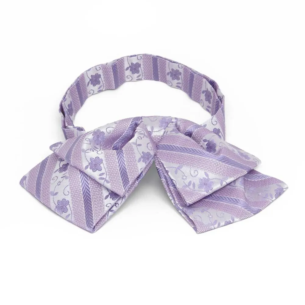 Freesia Anna Floral Striped Floppy Bow Tie sold by TieMart