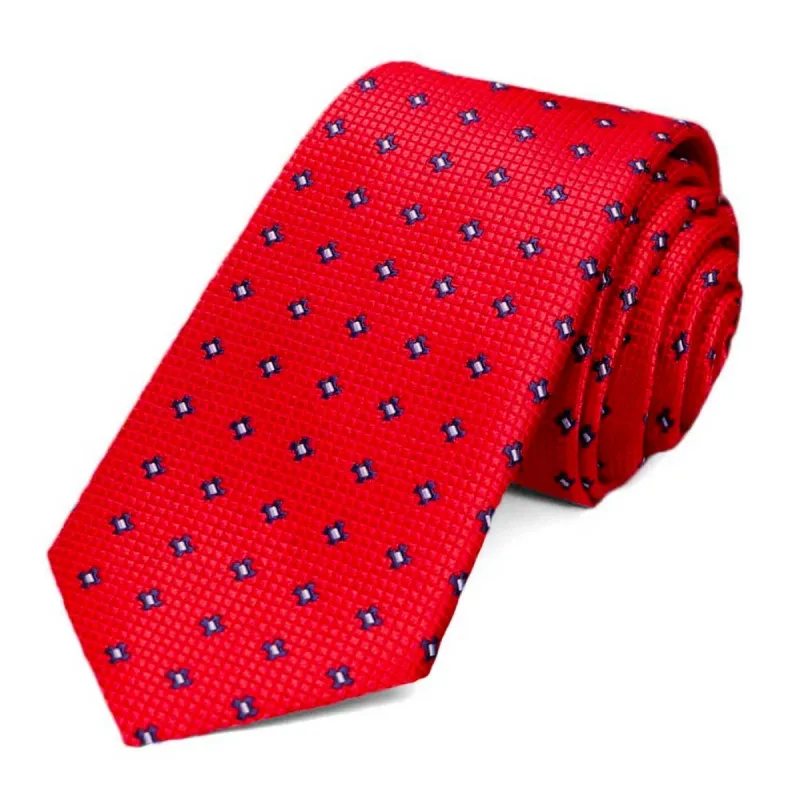 Red Hoffner Dotted Slim Necktie sold by TieMart