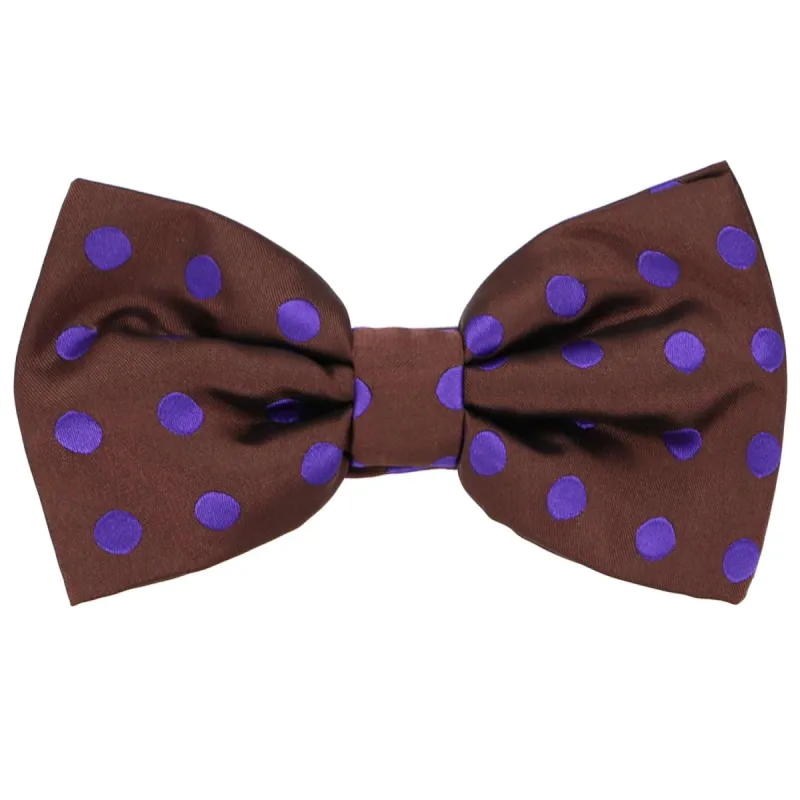 Brown and Purple Quincy Polka Dot Bow Tie sold by TieMart