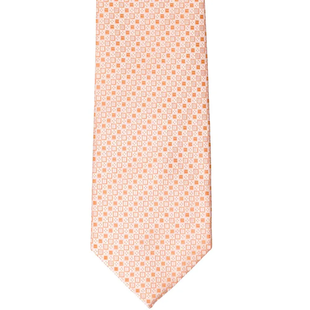 Bright Tangerine Marie Square Pattern Zipper Tie sold by TieMart product image thumbnail 2
