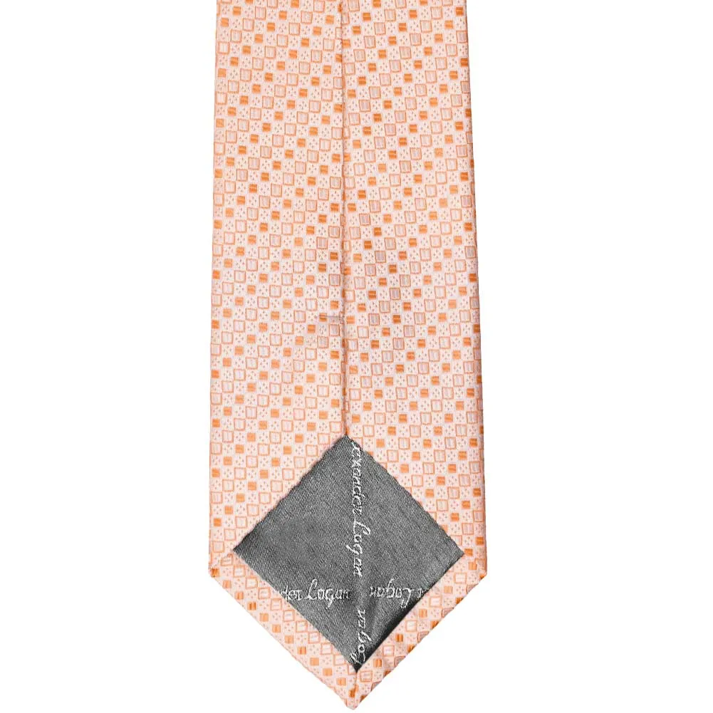 Bright Tangerine Marie Square Pattern Zipper Tie sold by TieMart product image thumbnail 3