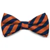 Navy Blue and Orange Formal Striped Bow Tie sold by TieMart