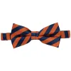 Navy Blue and Orange Formal Striped Bow Tie sold by TieMart
