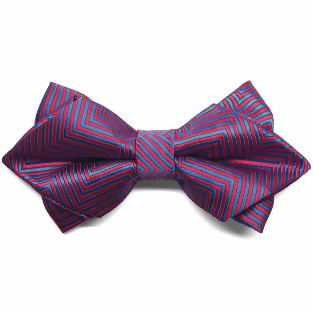 Red Kimberly Chevron Striped Diamond Tip Bow Tie sold by TieMart