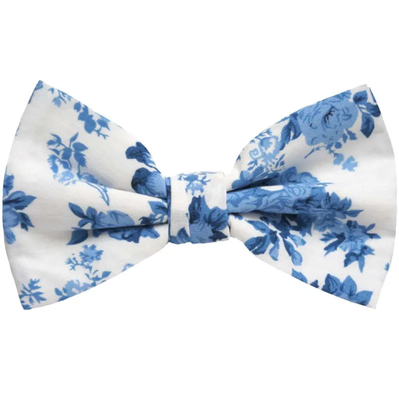 Cornflower Blue Saratoga Floral Bow Tie sold by TieMart