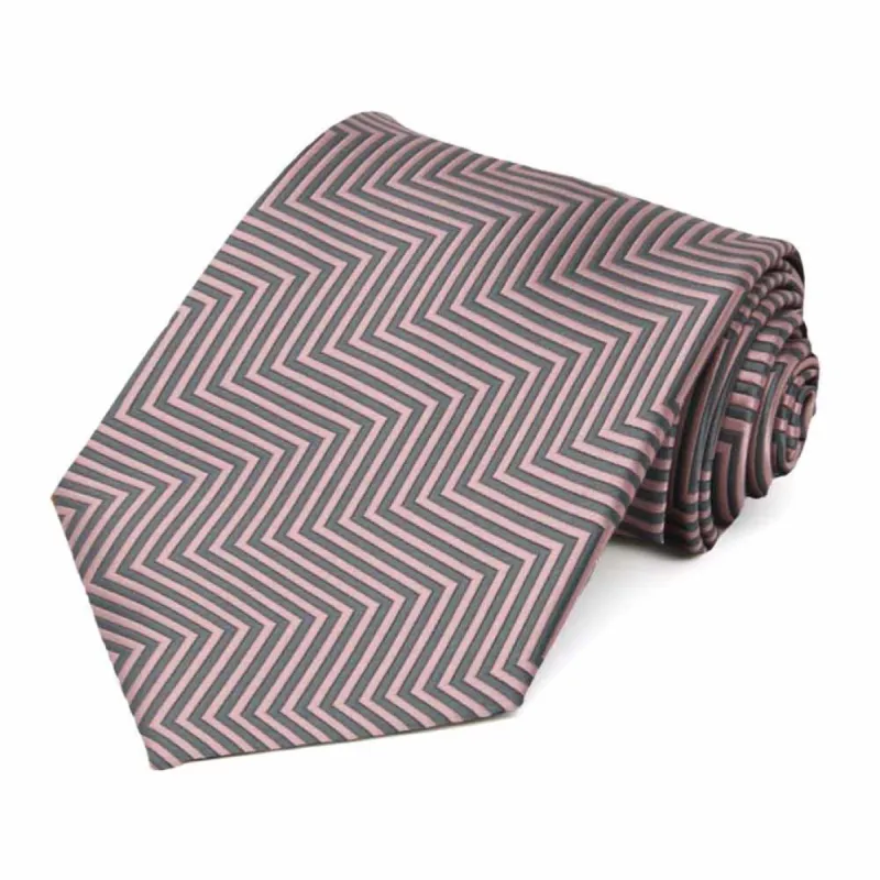 Soft Pink Kimberly Chevron Striped Necktie sold by TieMart