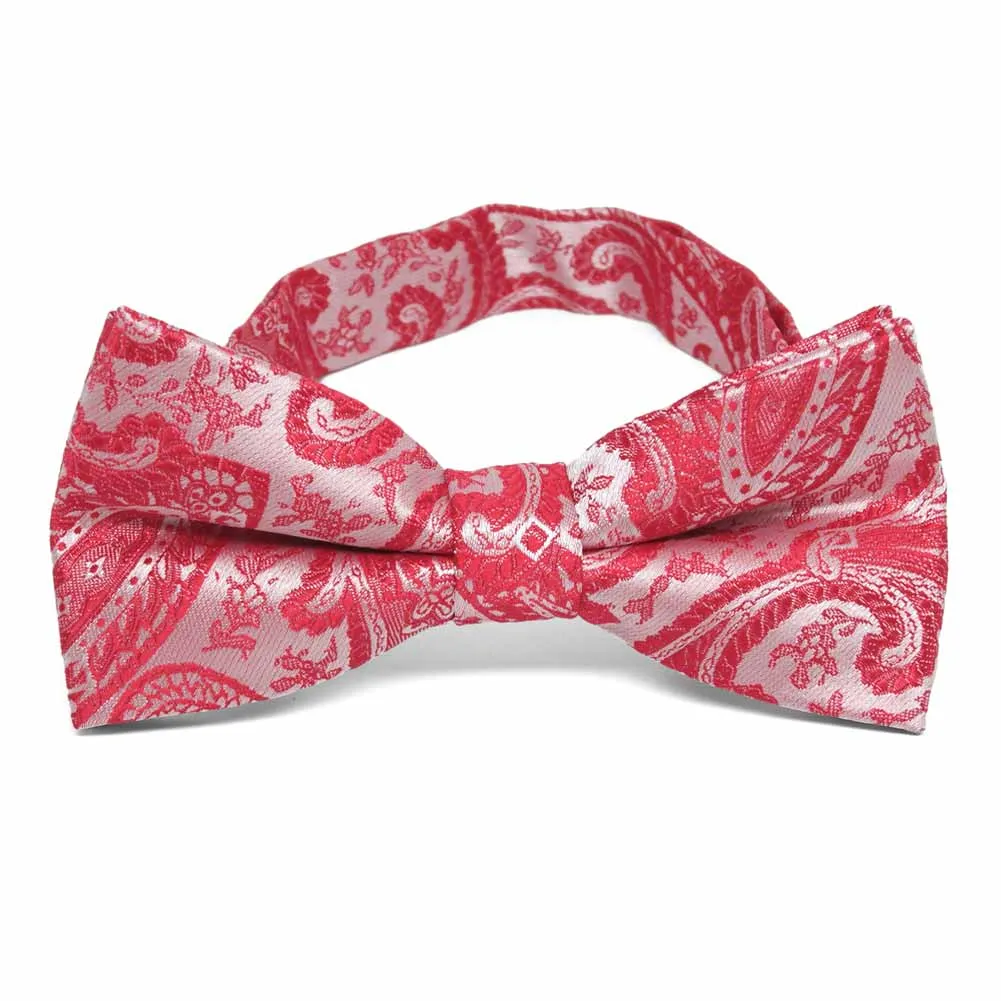Red Clara Paisley Band Collar Bow Tie sold by TieMart