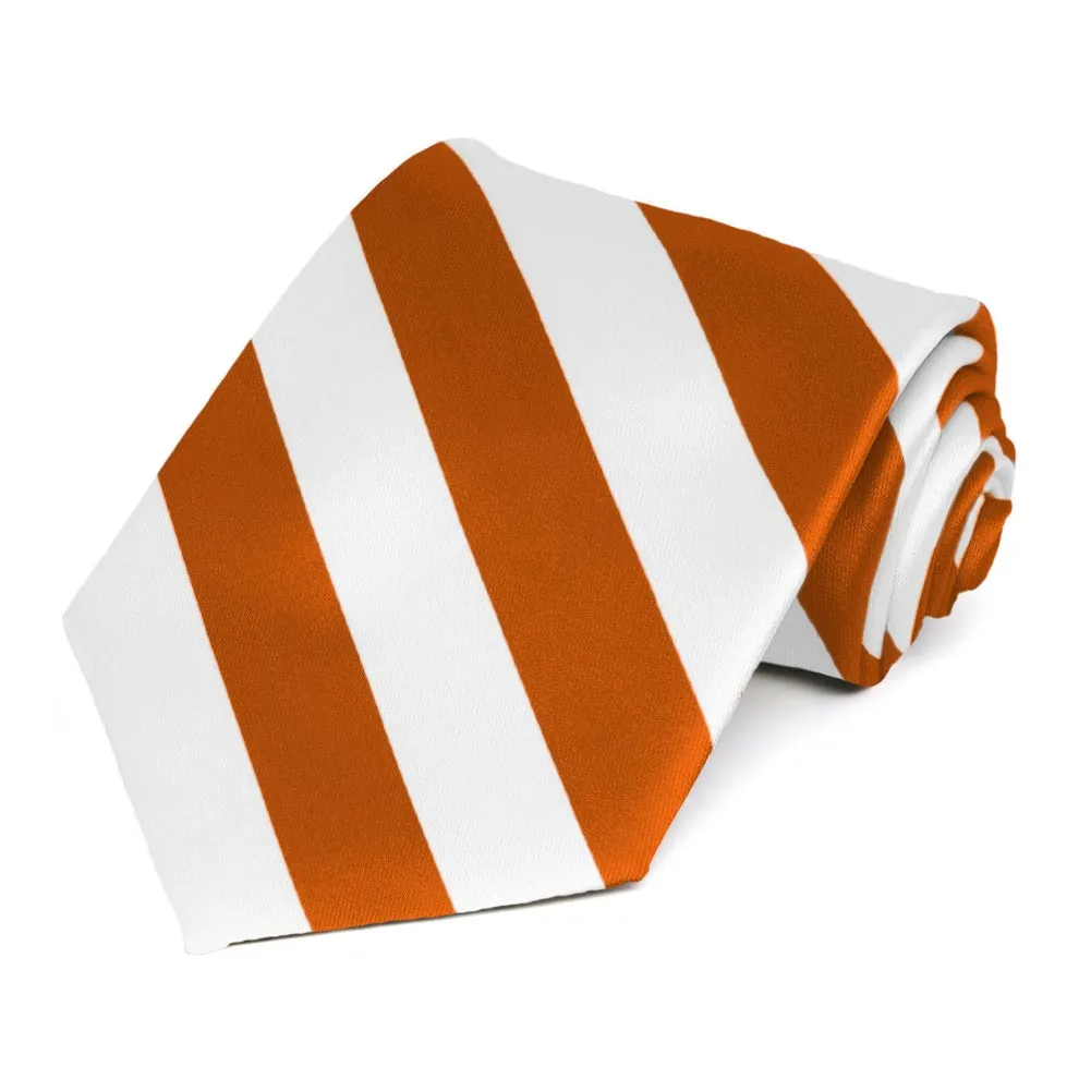 Burnt Orange and White Striped Tie sold by TieMart