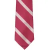 Ruby Red and Silver Striped Cotton/Silk Necktie sold by TieMart