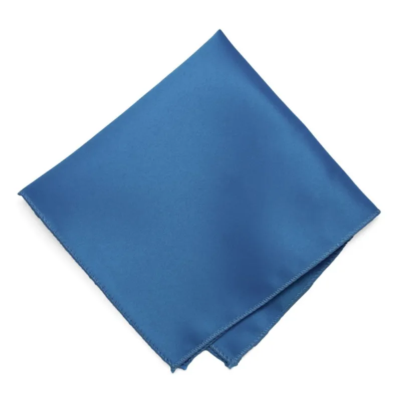 Blue Basic Pocket Square sold by TieMart