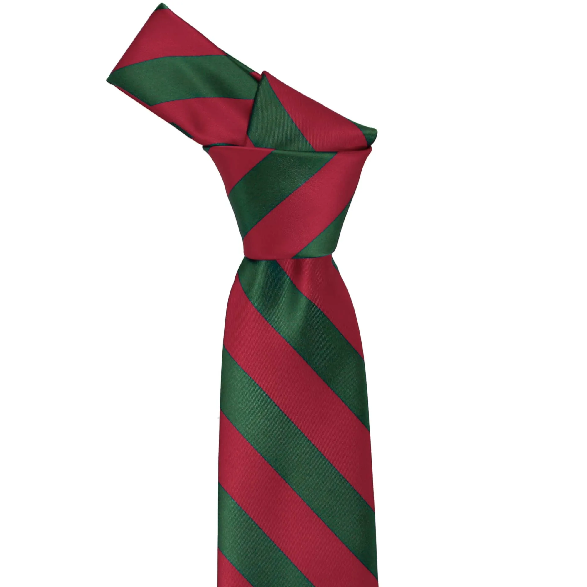 Crimson Red and Hunter Green Striped Tie sold by TieMart product image thumbnail 2