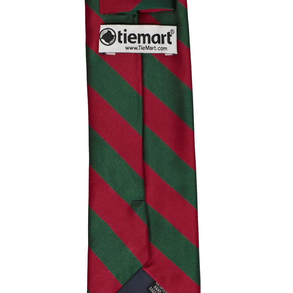 Crimson Red and Hunter Green Striped Tie sold by TieMart product image thumbnail 4