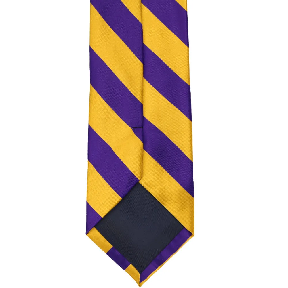 Dark Purple and Golden Yellow Extra Long Striped Tie sold by TieMart product image thumbnail 4