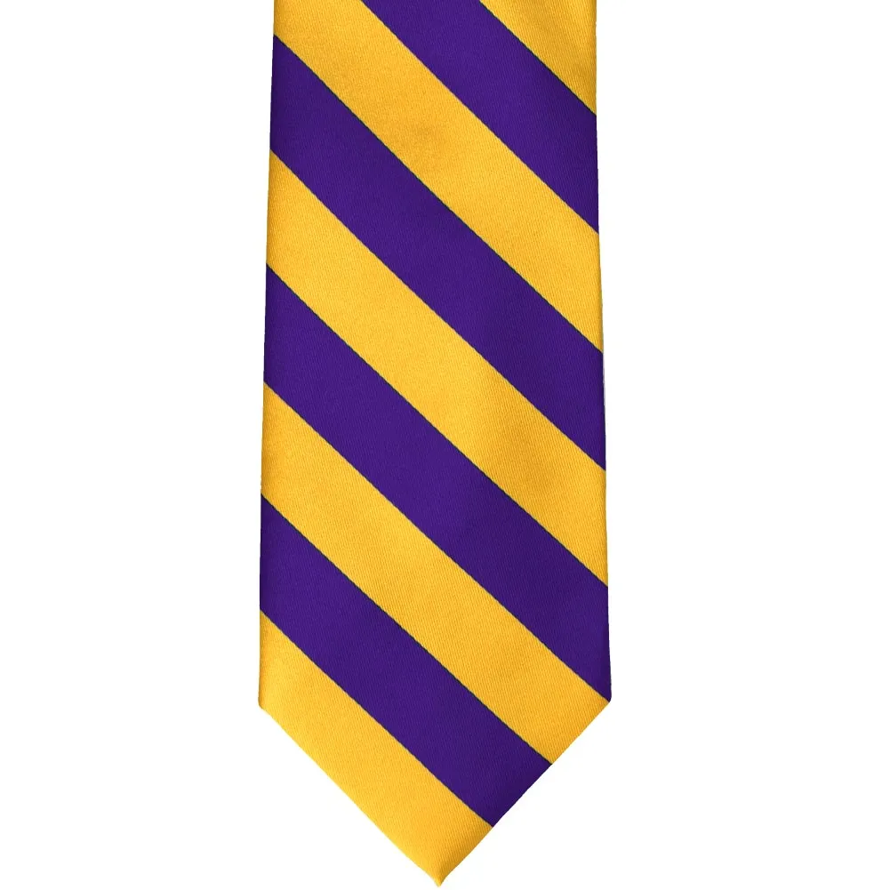 Dark Purple and Golden Yellow Extra Long Striped Tie sold by TieMart product image thumbnail 3