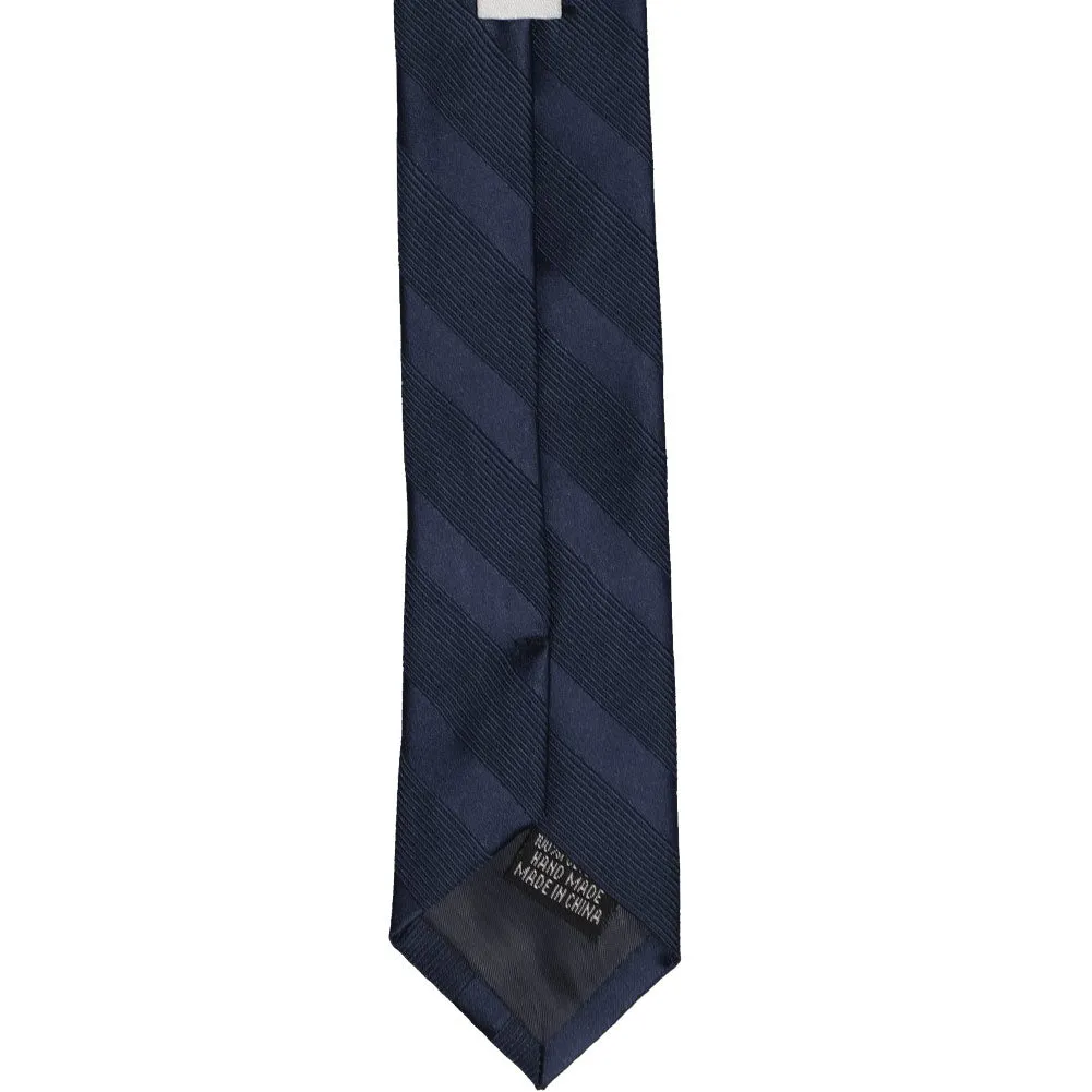 Navy Blue Elite Striped Skinny Necktie, 2" Width sold by TieMart product image thumbnail 4