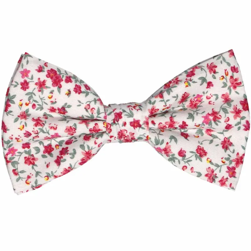 Fuchsia and White Alameda Floral Bow Tie sold by TieMart