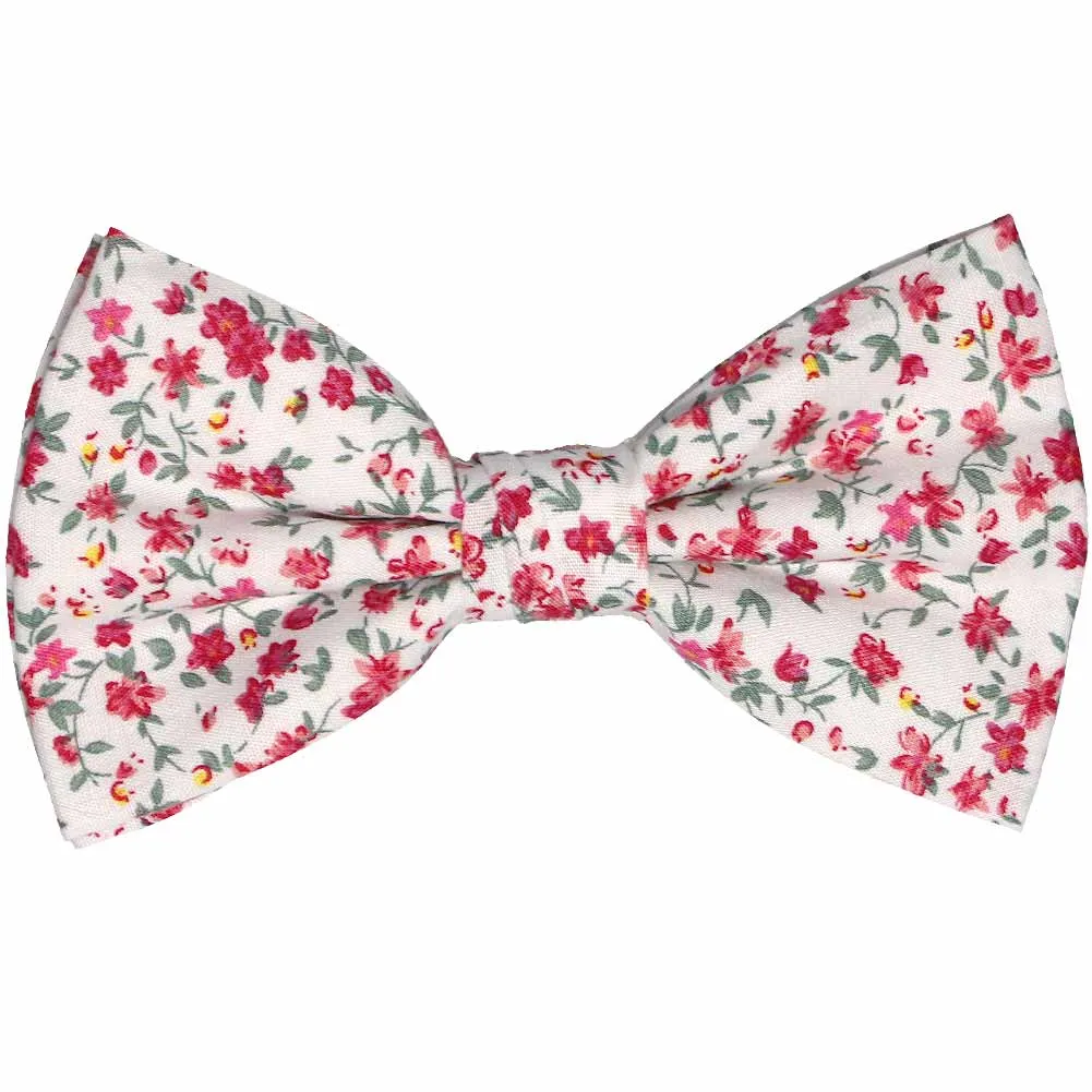 Fuchsia and White Alameda Floral Bow Tie sold by TieMart