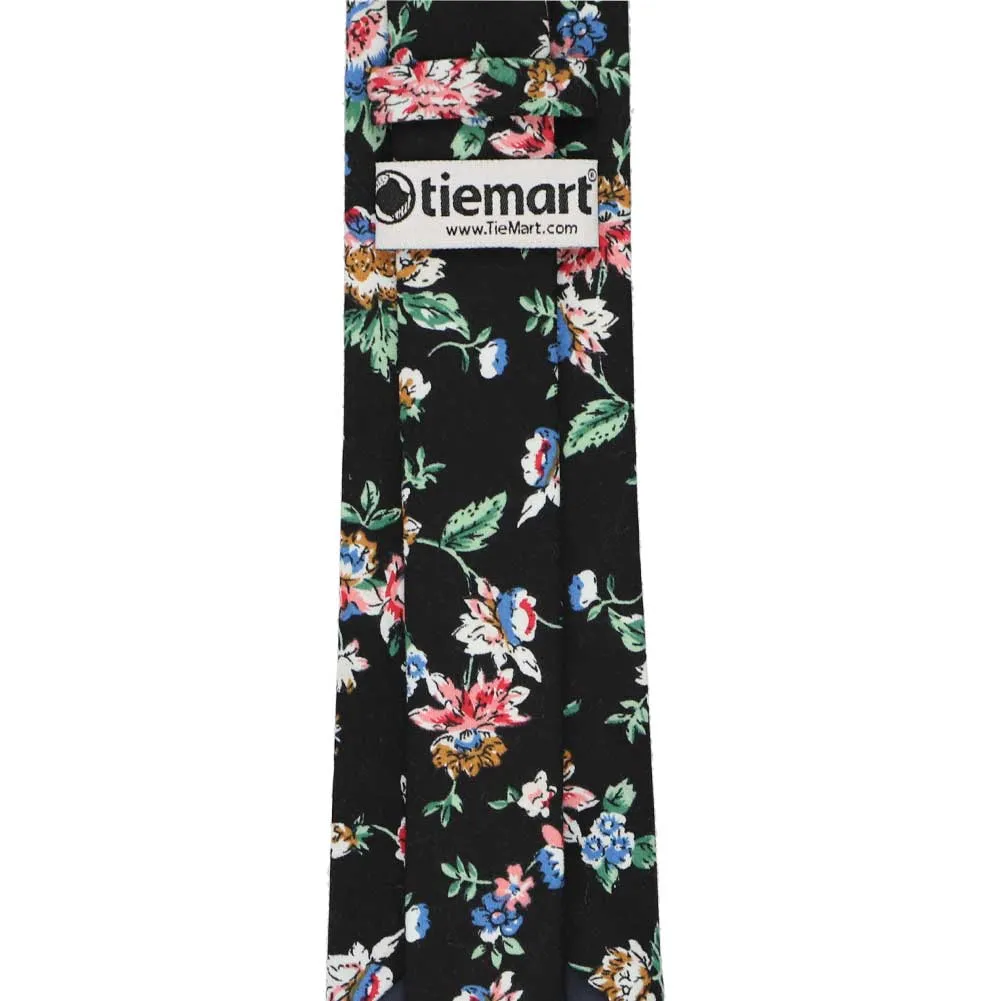 Black Stanton Floral Narrow Tie sold by TieMart product image thumbnail 3