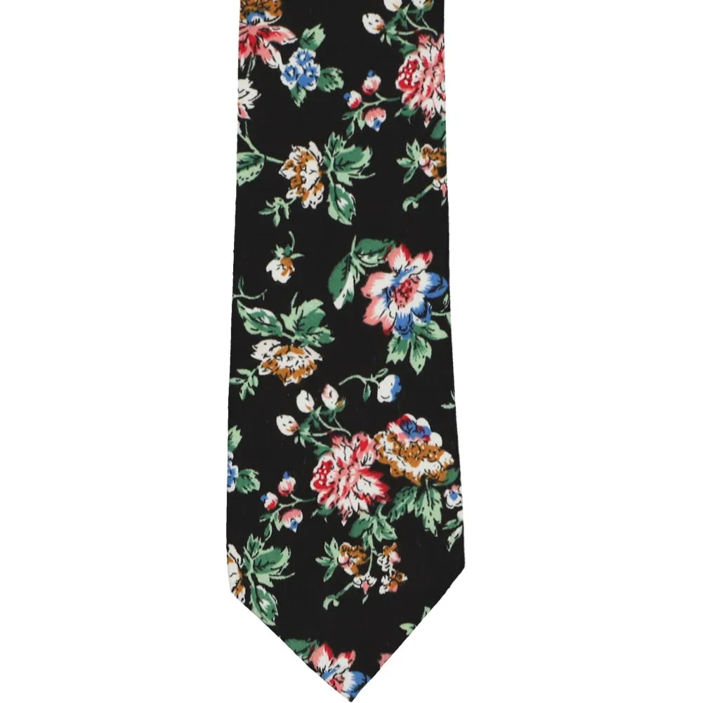 Black Stanton Floral Narrow Tie sold by TieMart product image thumbnail 2