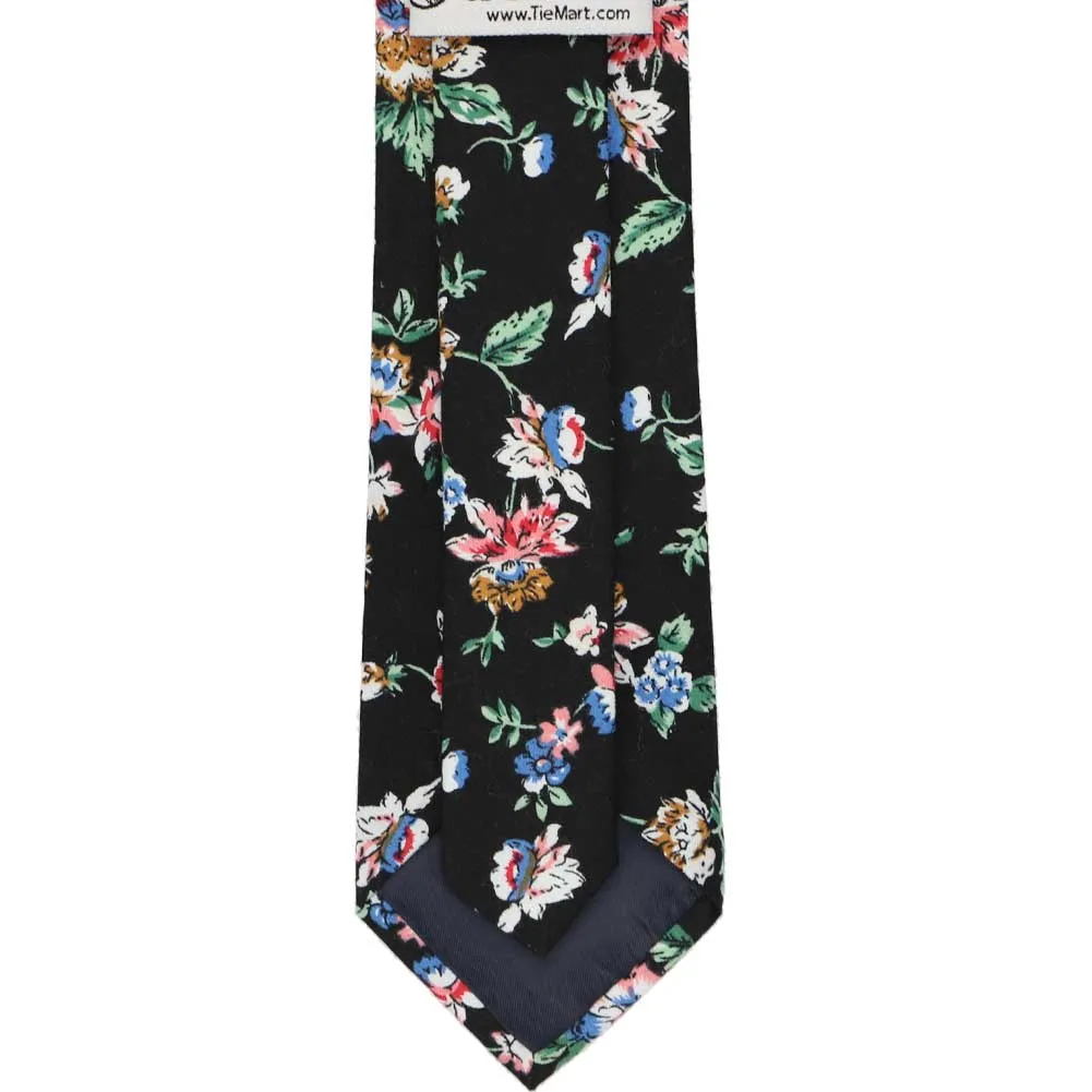 Black Stanton Floral Narrow Tie sold by TieMart product image thumbnail 4