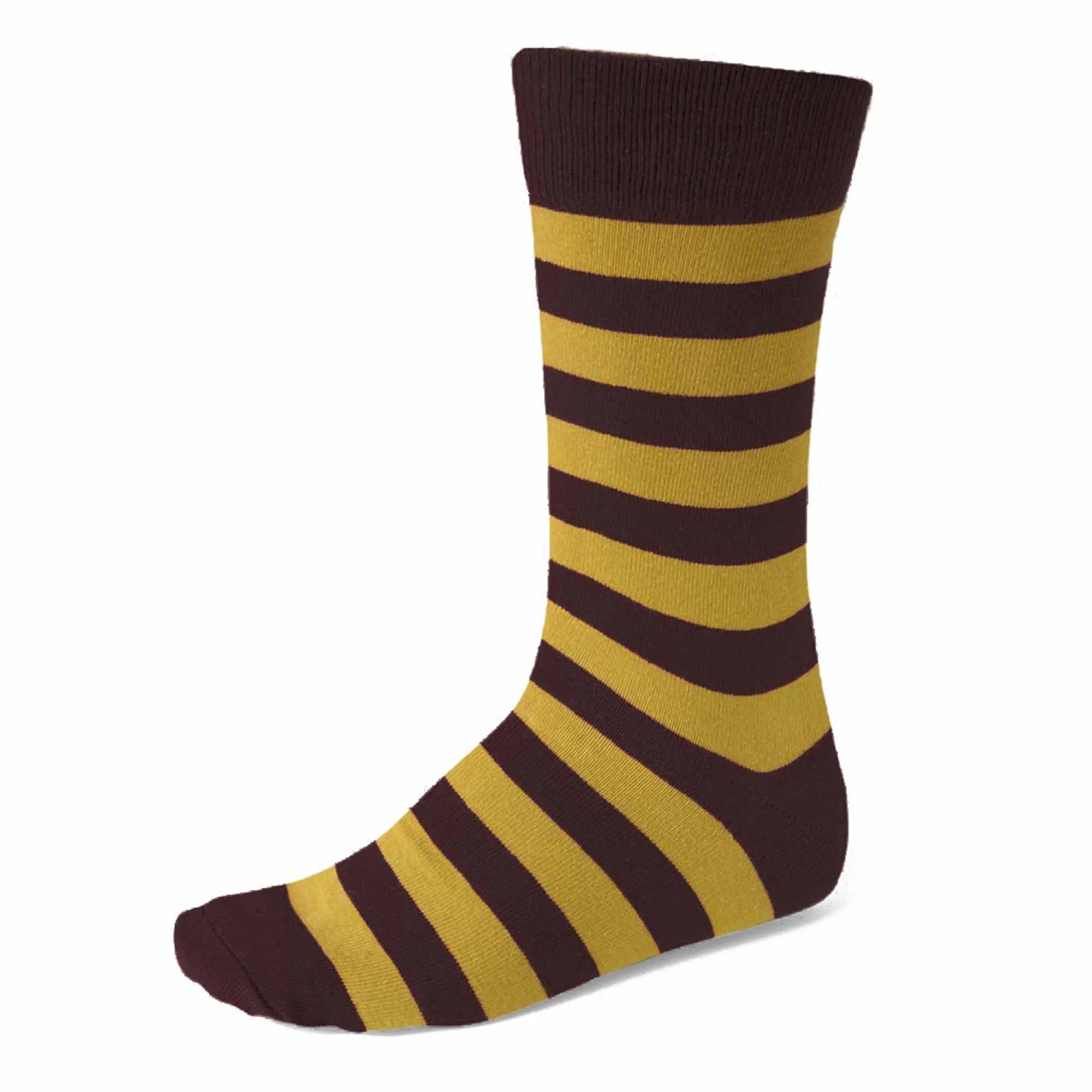 Men's Brown and Gold Striped Socks sold by TieMart