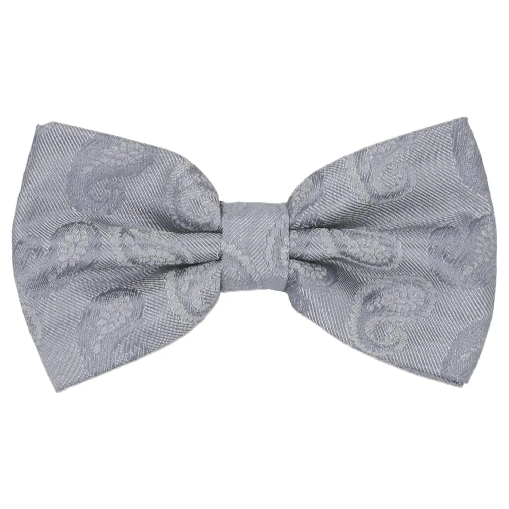 Silver Elias Paisley Bow Tie sold by TieMart