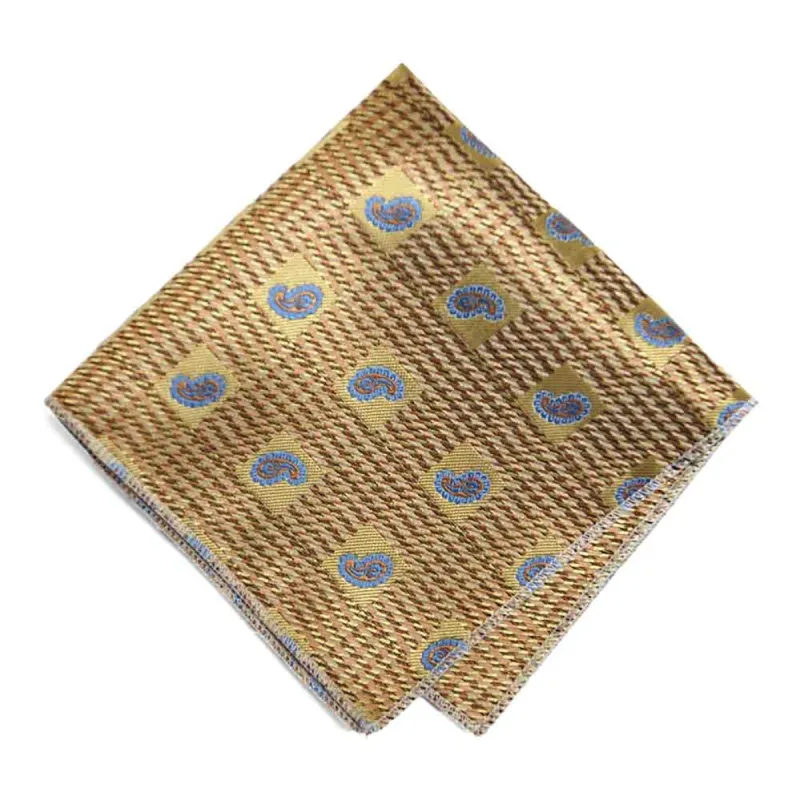 Gold Churchill Paisley Pocket Square sold by TieMart