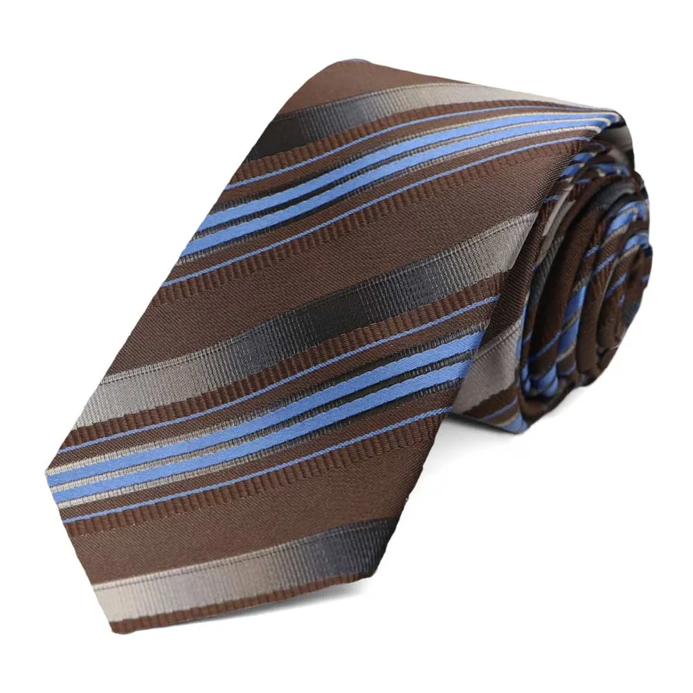 Brown Blackshear Striped Slim Necktie sold by TieMart
