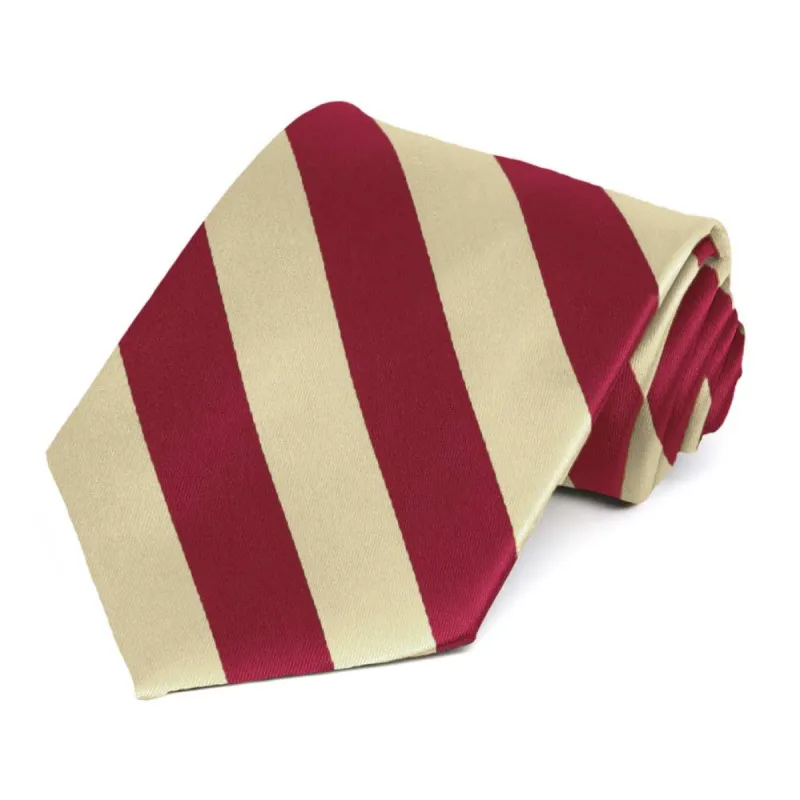 Crimson Red and Cream Striped Tie sold by TieMart