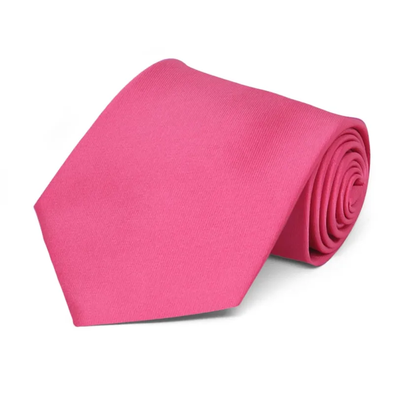 Hot Pink Solid Color Necktie sold by TieMart