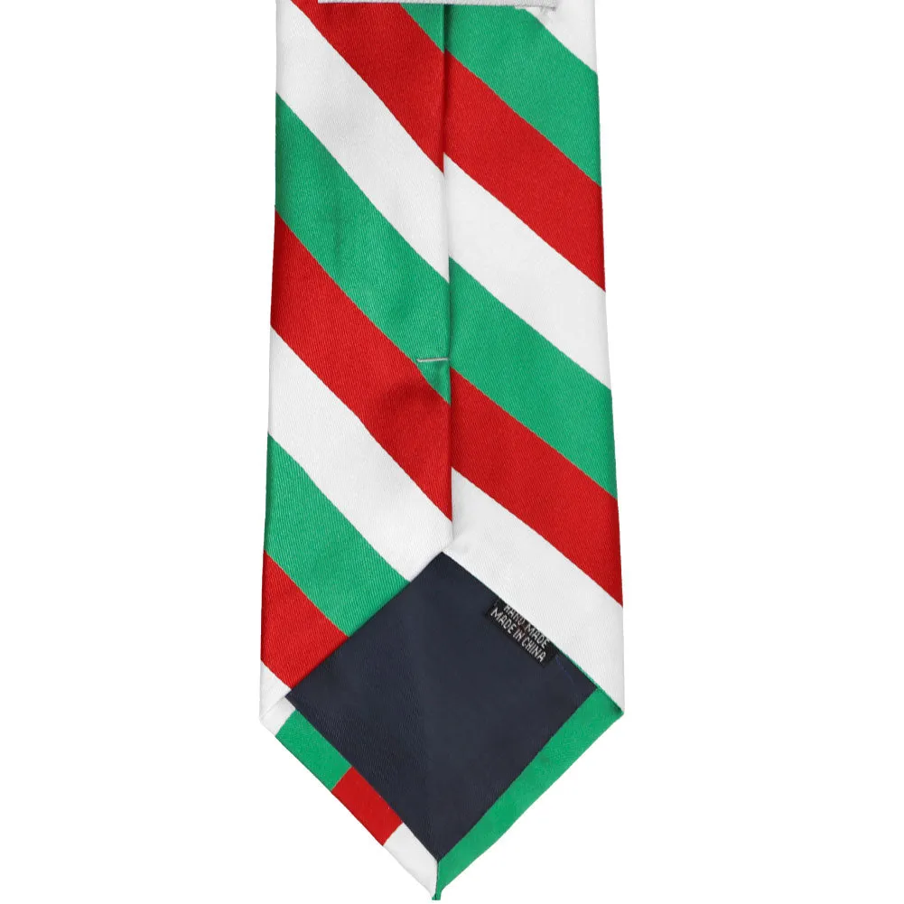 Kelly Green, Red and White Extra Long Striped Tie sold by TieMart product image thumbnail 3