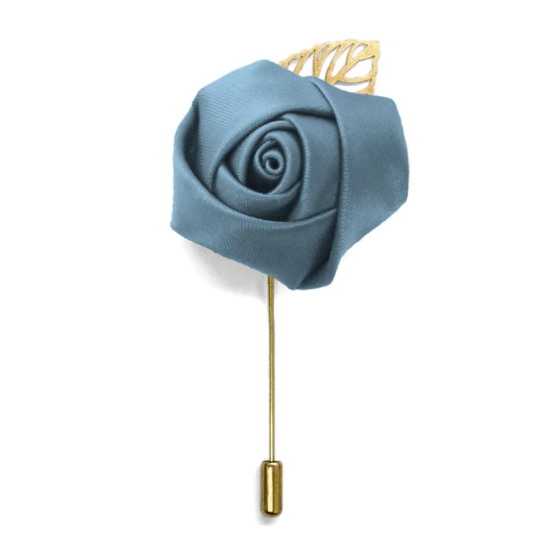 Serene Blue Premium Flower Lapel Pin sold by TieMart