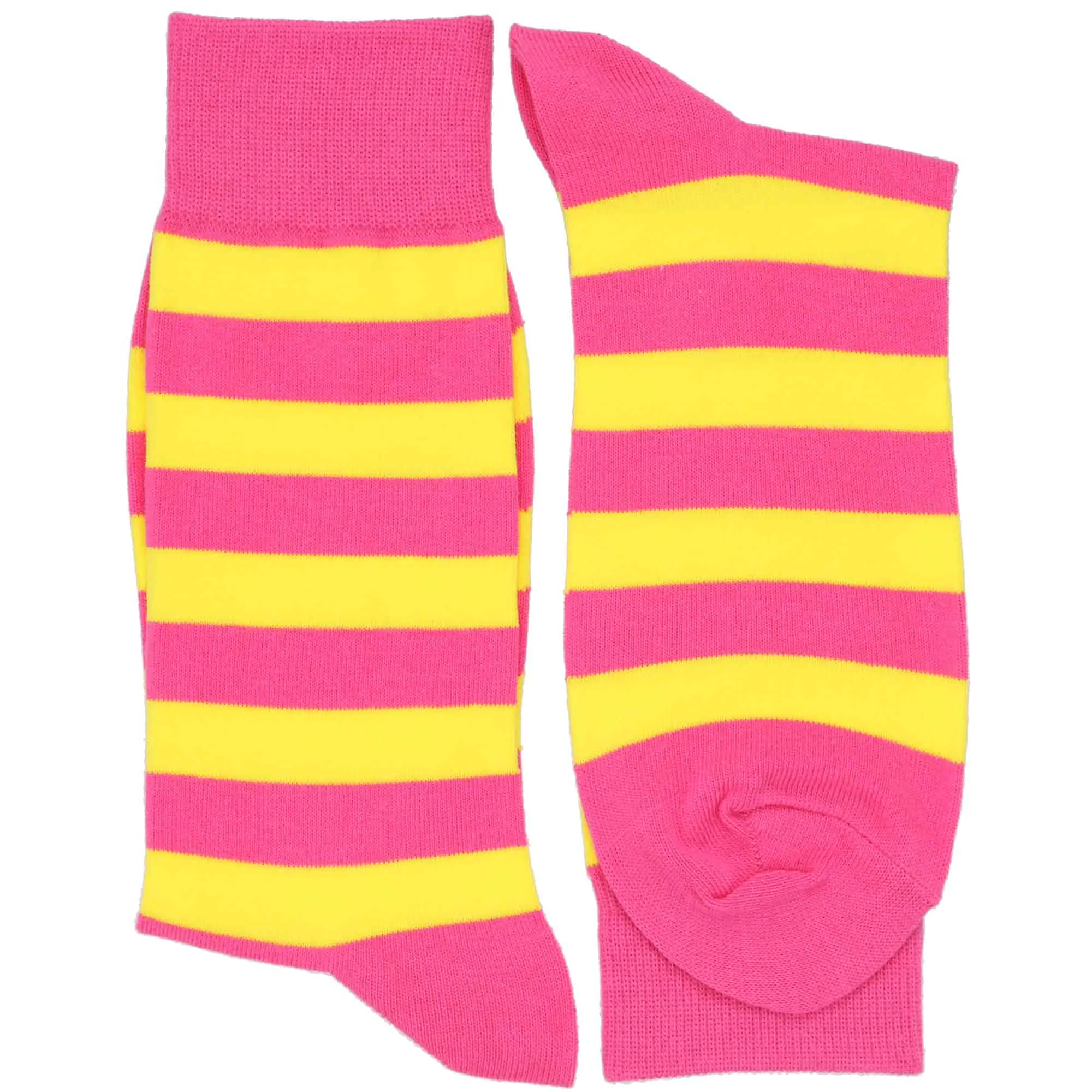 Men's Hot Pink and Yellow Striped Socks sold by TieMart product image thumbnail 2