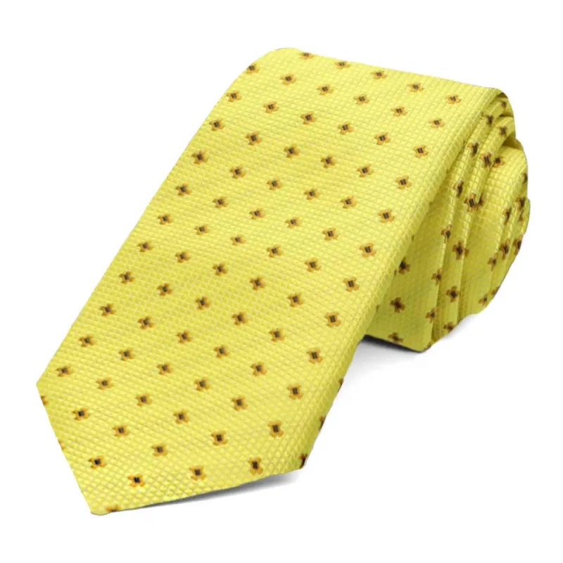 Daffodil Yellow Hoffner Dotted Slim Necktie sold by TieMart