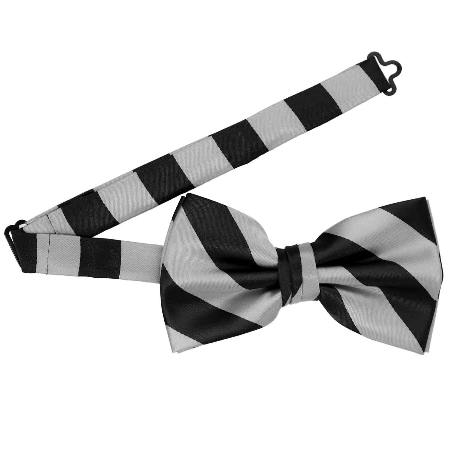 Black and Silver Striped Bow Tie sold by TieMart product image thumbnail 3
