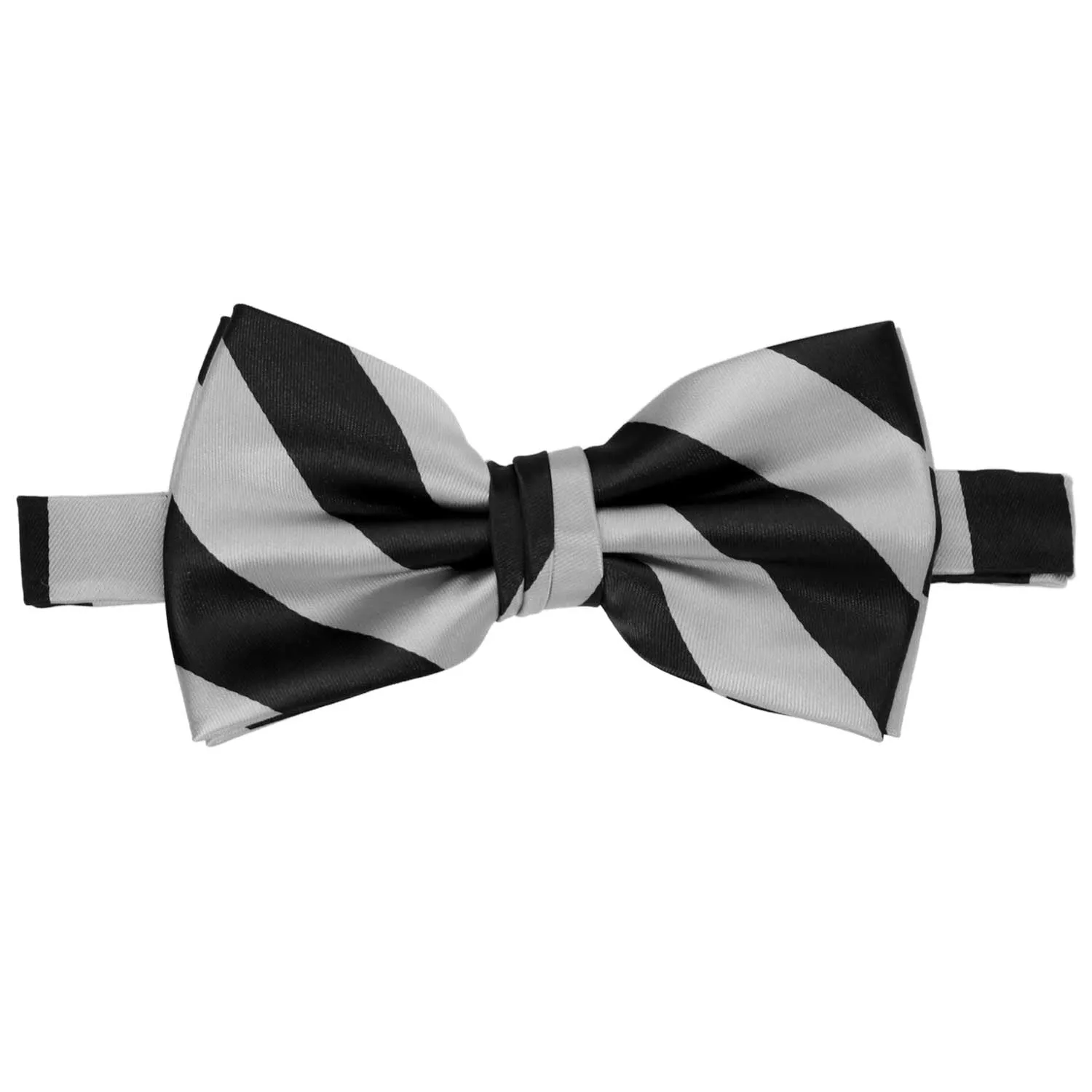 Black and Silver Striped Bow Tie sold by TieMart product image thumbnail 2