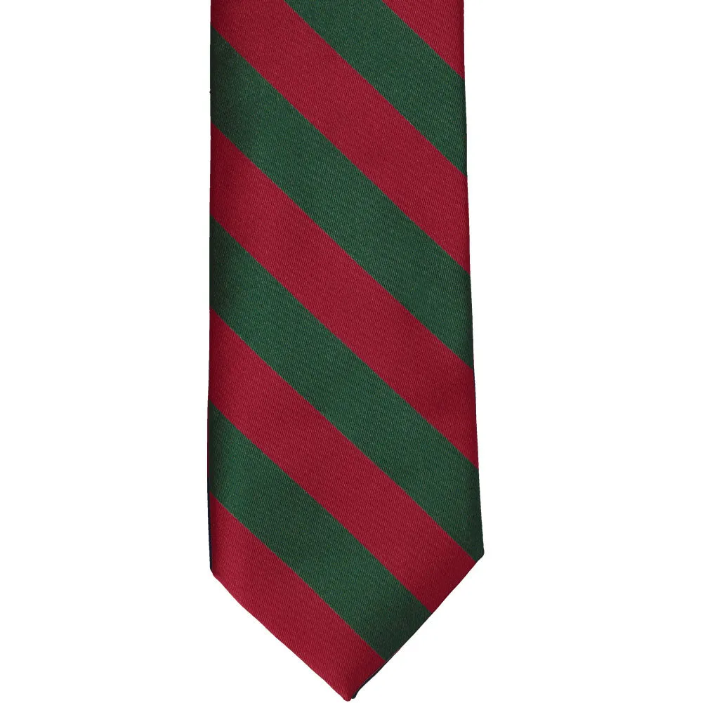Crimson Red and Hunter Green Extra Long Striped Tie sold by TieMart product image thumbnail 3