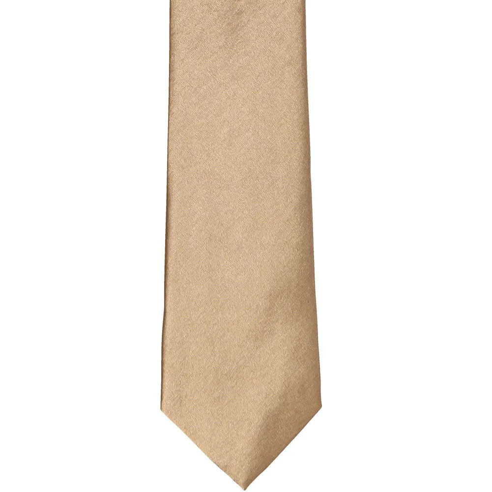 Bronze Slim Solid Color Necktie, 2.5" Width sold by TieMart product image thumbnail 2