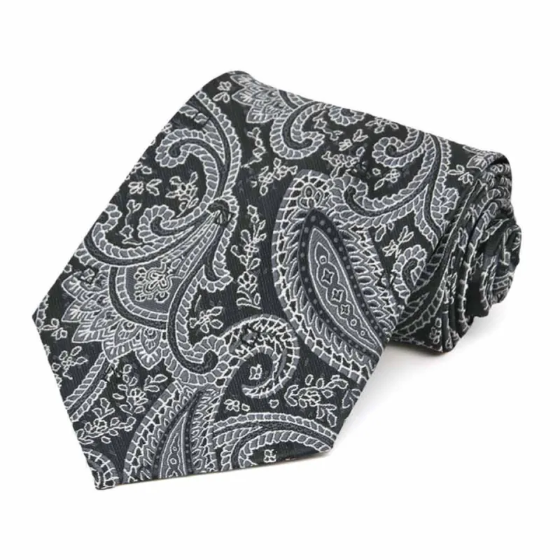 Black Clara Paisley Necktie sold by TieMart