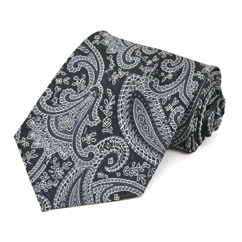 Black Clara Paisley Necktie sold by TieMart