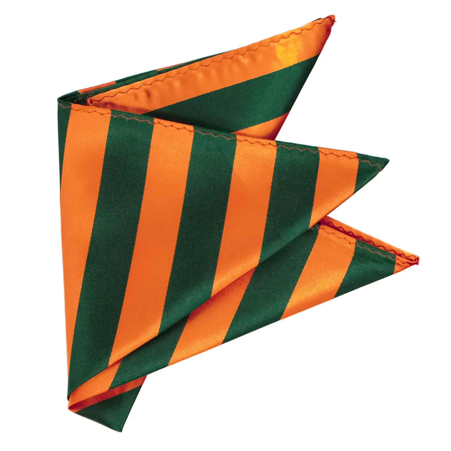 Hunter Green and Orange Striped Pocket Square sold by TieMart product image thumbnail 3
