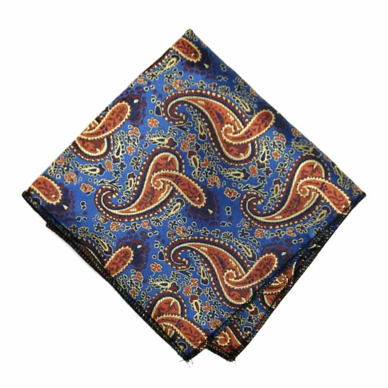 Royal Blue Spencer Paisley Pocket Square sold by TieMart