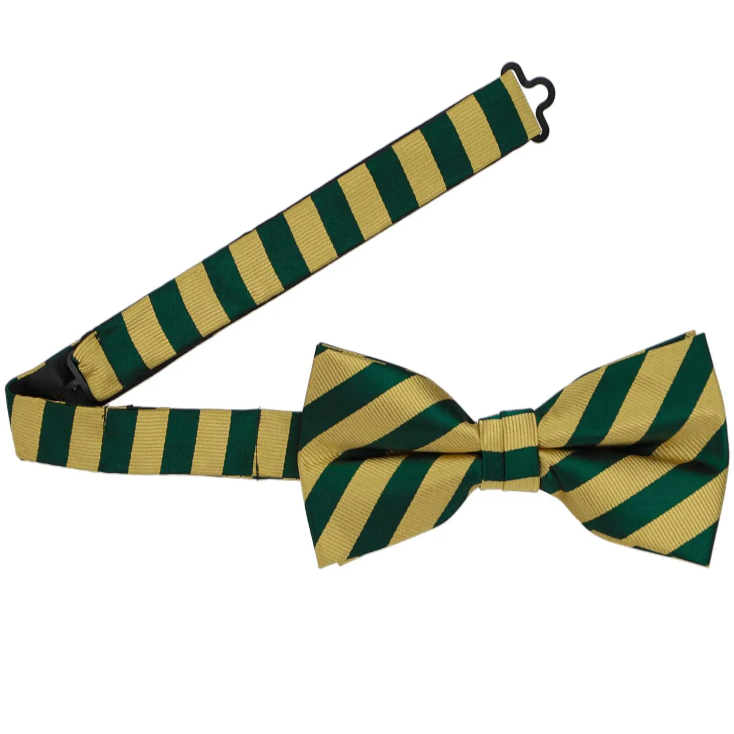 Hunter Green and Gold Formal Striped Bow Tie sold by TieMart product image thumbnail 3