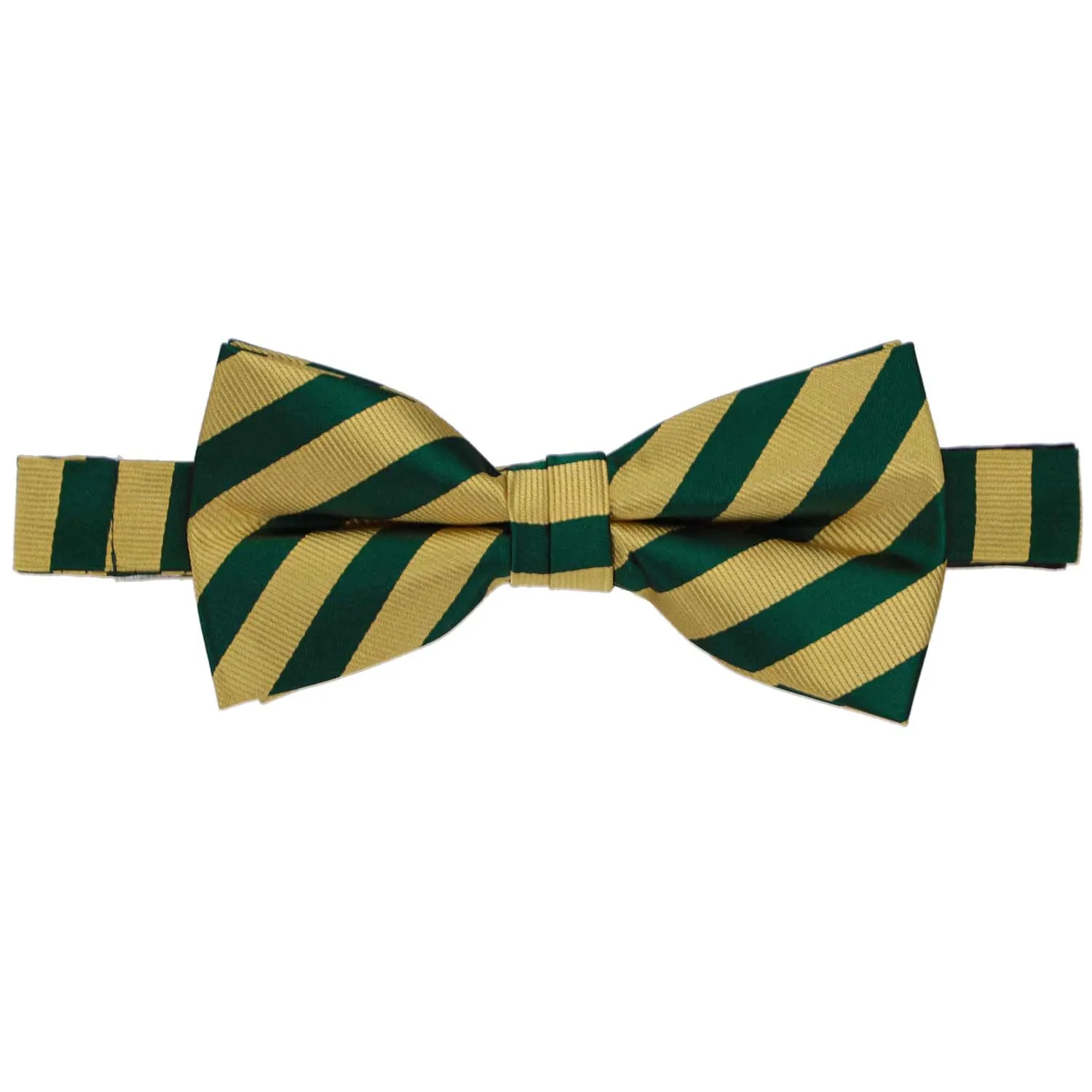 Hunter Green and Gold Formal Striped Bow Tie sold by TieMart product image thumbnail 2