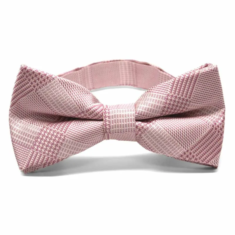 Cameo Pink Michael Glen Plaid Band Collar Bow Tie sold by TieMart