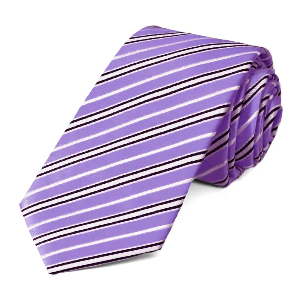 Purple Superior Striped Slim Necktie sold by TieMart