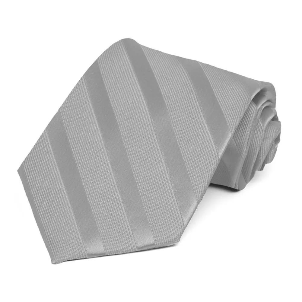 Silver Elite Striped Necktie sold by TieMart