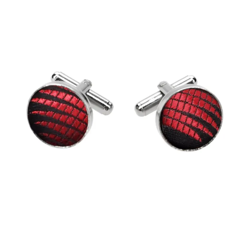 Red and Black Torch Pattern Fabric Cufflinks sold by TieMart